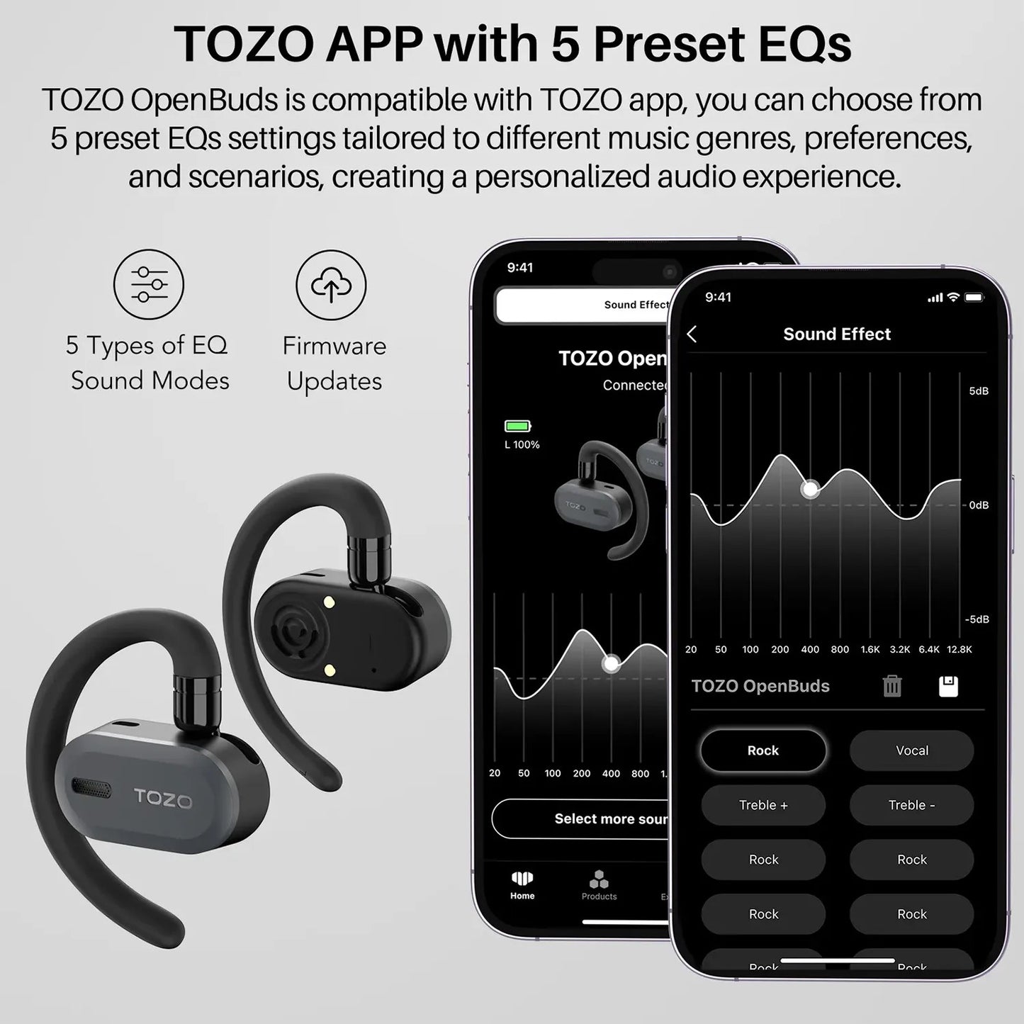 TOZO Open Buds NEGRO