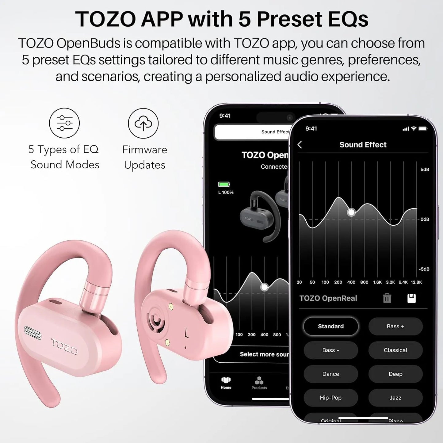 TOZO Open Buds ROSADO