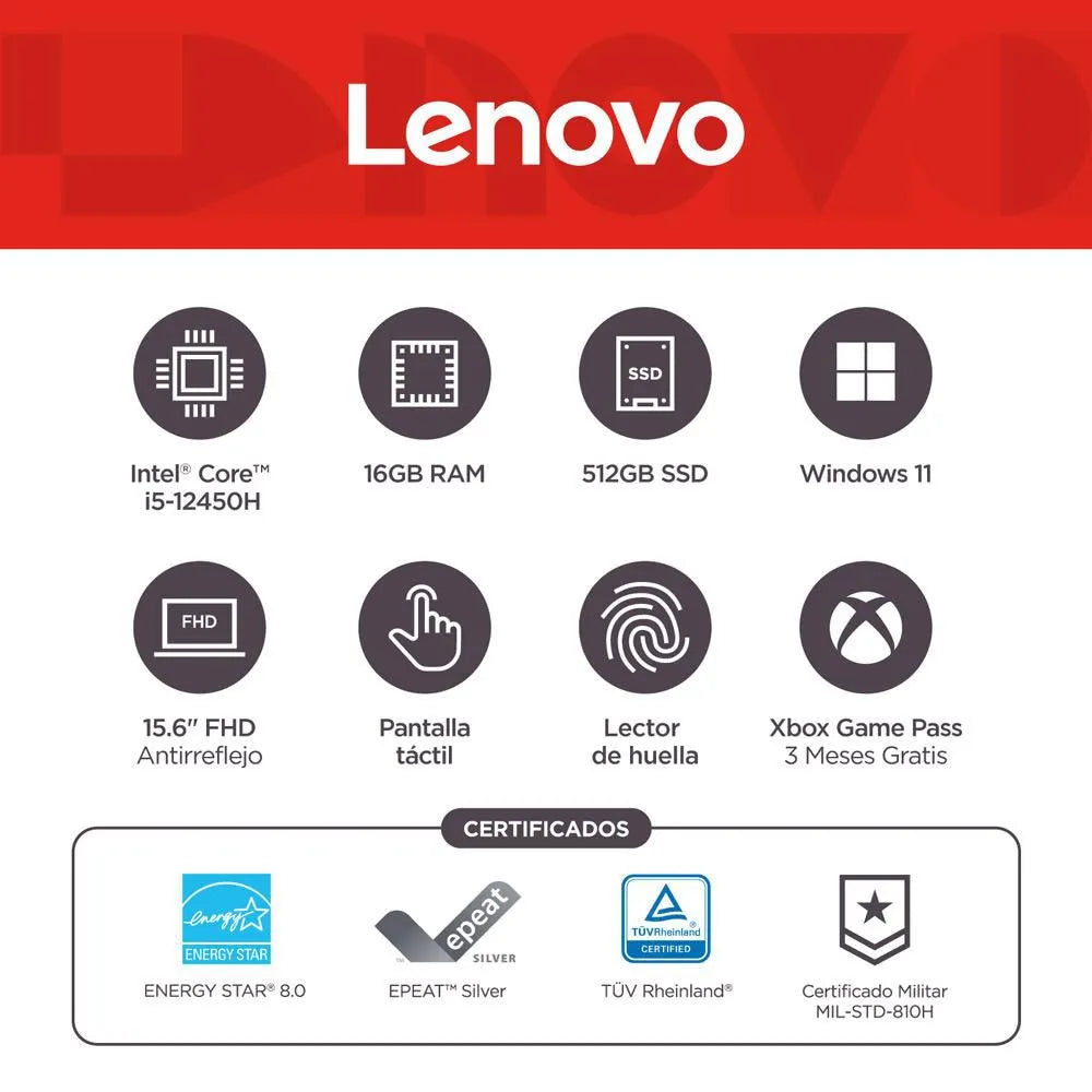 LENOVO IdeaPad Slim 3 – Core i5 • 16GB • 512GB SSD • 14" FHD Táctil