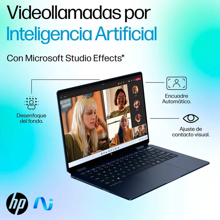 Computador Portátil 2 en 1 HP OmniBook Ultra Flip 14" Pulgadas Fh0000la - Intel Core Ultra 7 - RAM 32GB - Disco SSD 2TB - Azul