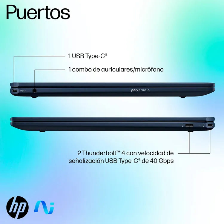 Computador Portátil 2 en 1 HP OmniBook Ultra Flip 14" Pulgadas Fh0000la - Intel Core Ultra 7 - RAM 32GB - Disco SSD 2TB - Azul