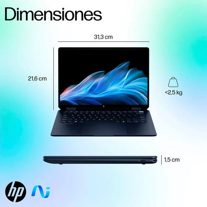 Computador Portátil 2 en 1 HP OmniBook Ultra Flip 14" Pulgadas Fh0000la - Intel Core Ultra 7 - RAM 32GB - Disco SSD 2TB - Azul