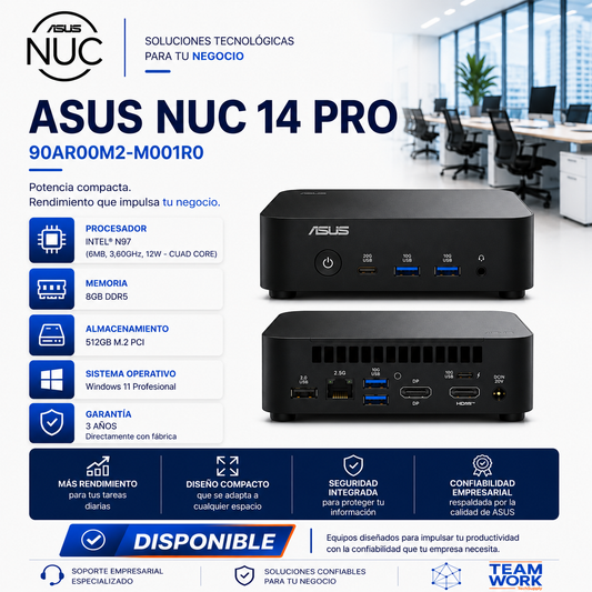 ASUS NUC 14 PRO Mini PC – Intel® N97 | 8GB DDR5 | 512GB SSD M.2 | Windows 11 Pro