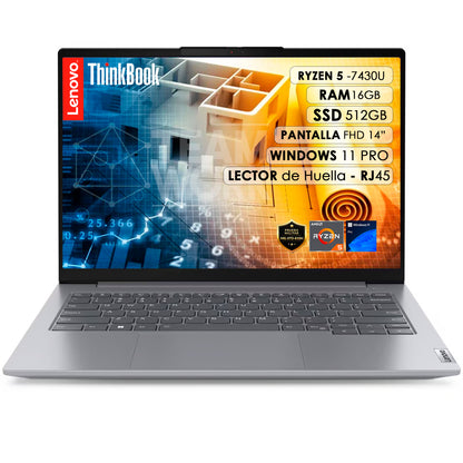 PORTÁTIL LENOVO THINKBOOK 14 – RYZEN 5 • 16GB RAM • 512GB SSD • 14” FHD
